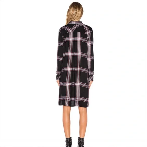 Rails Dawson Plaid Shirt Dress Size Small Black and White - Picture 4 of 6